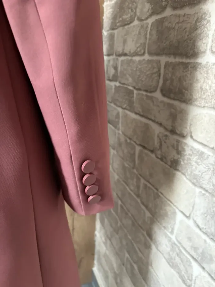 Manteau long rose poudré ( trench/blazer ) taille M - photo numéro 6