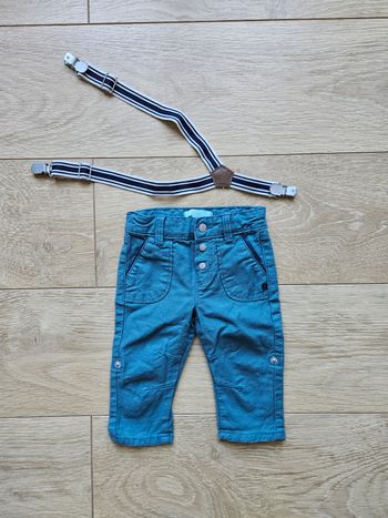 Pantalon bébé garçon Obaïbi 3 mois avec bretelles – Très bon état
