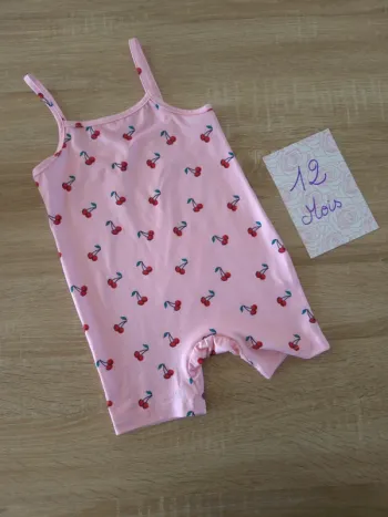 Barboteuse cerise rose 12 mois
