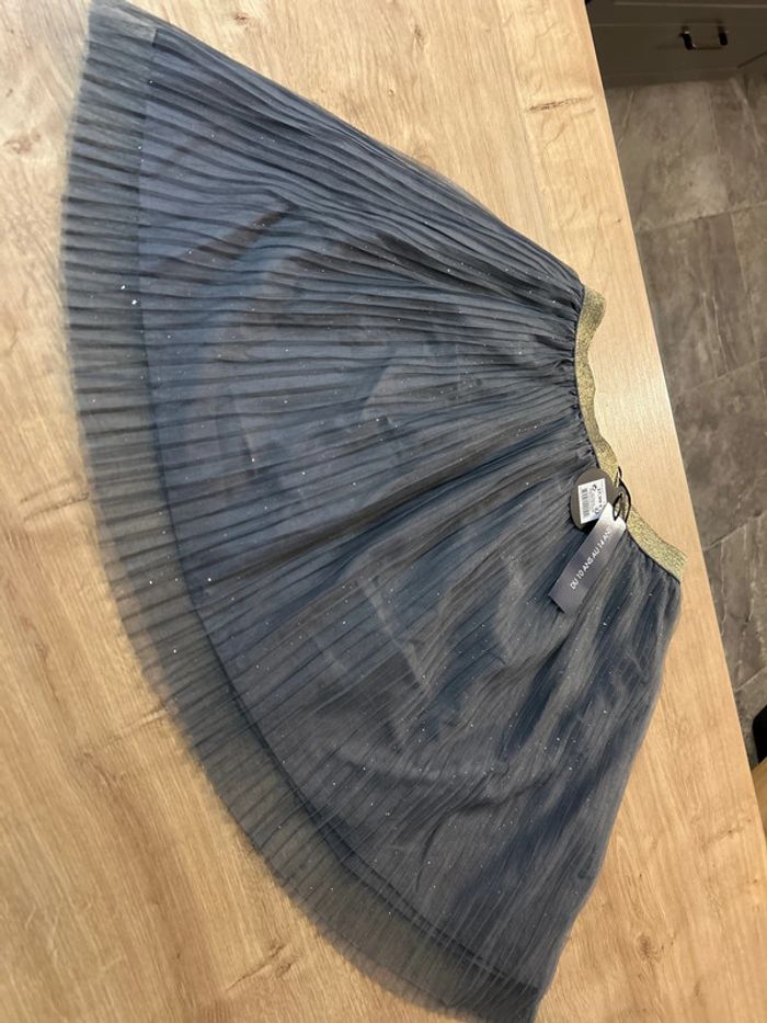 Jupe plissée fête grise à paillette neuf avec étiquette Monoprix