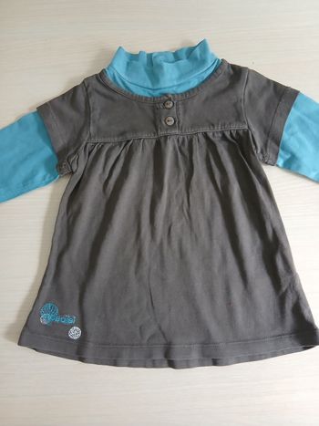 Robe bebe en coton taille  12 mois marque obaibi couleur marron vert