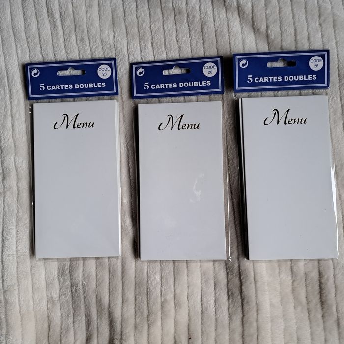 3 Lots de 5 cartes Menu