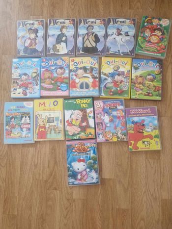 📀 Lot de 16 DVD enfants – Oui-Oui, Rémi sans famille, Clifford, Hello Kitty