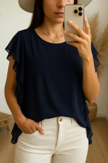 Blouse casual fluide à volants Naf Naf