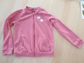 Gilet zippé fille 10 ans rose chat étoile