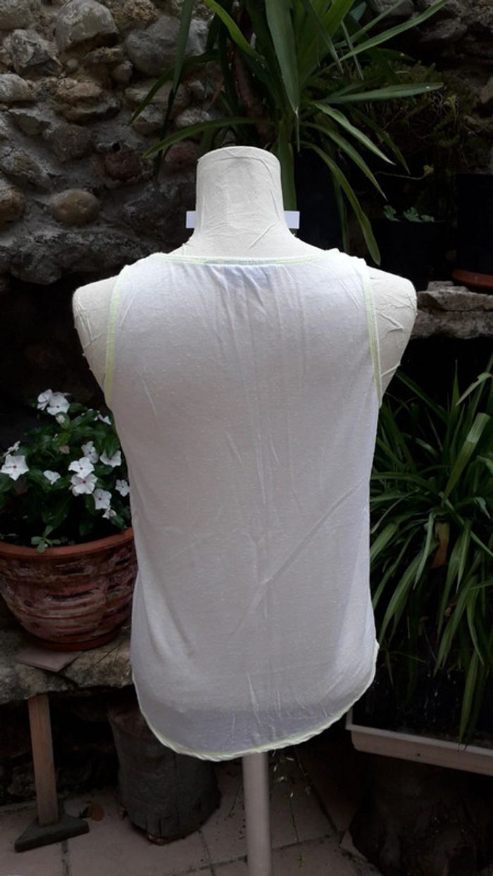 Débardeur crème coutures jaunes fluo - photo numéro 2