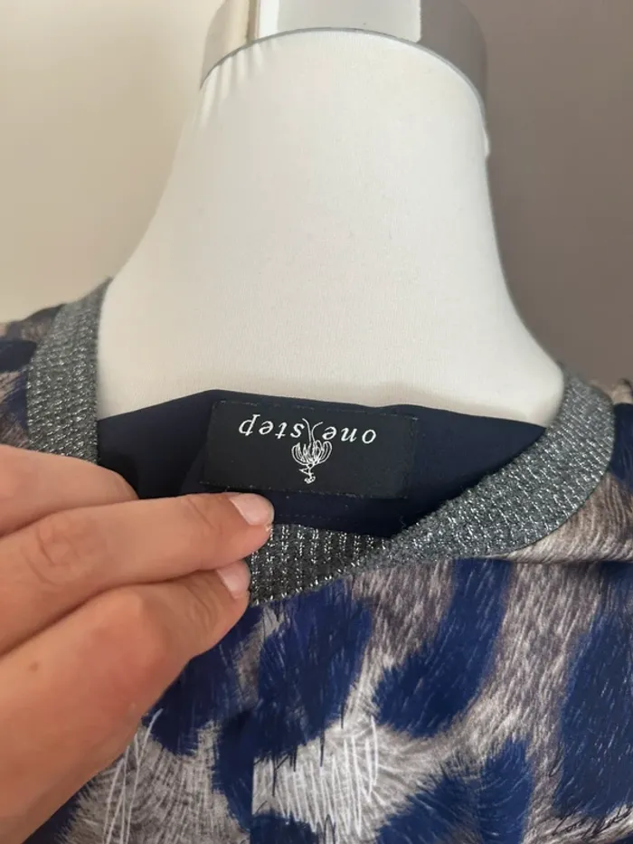 One step robe bleue, imprimer léopard femme, taille 38 - photo numéro 3