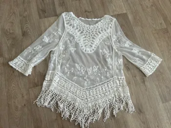 Top plage Cache-Maillot En Dentelle À Mailles Transparentes Pour Femmes