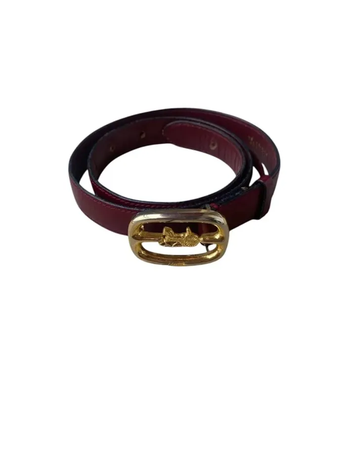 Ceinture en cuir bordeaux Celine Triomphe vintage