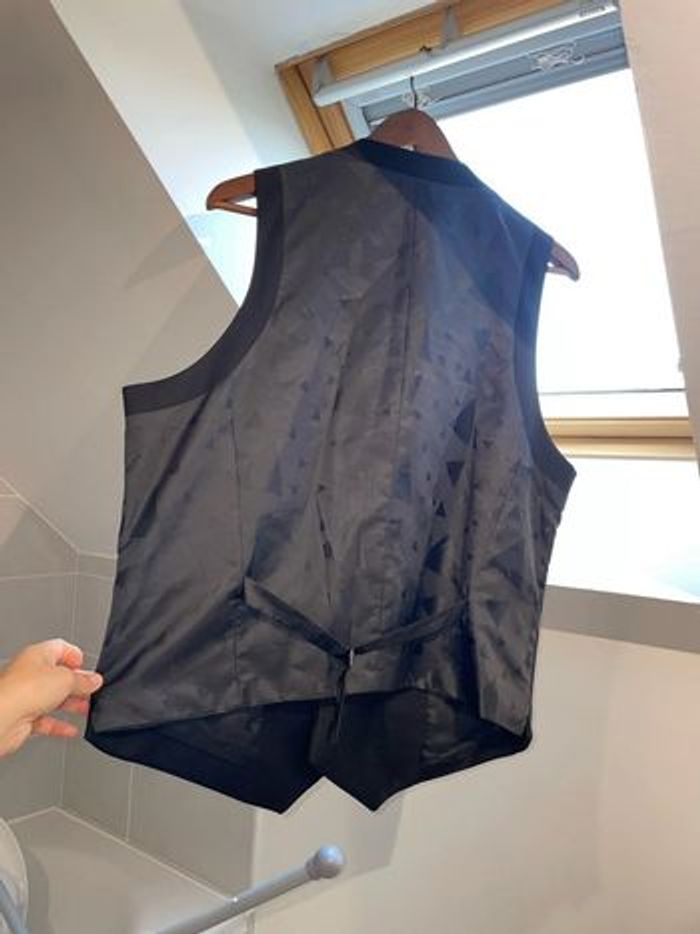 Gilet de costume noir croisé - XL - photo numéro 2