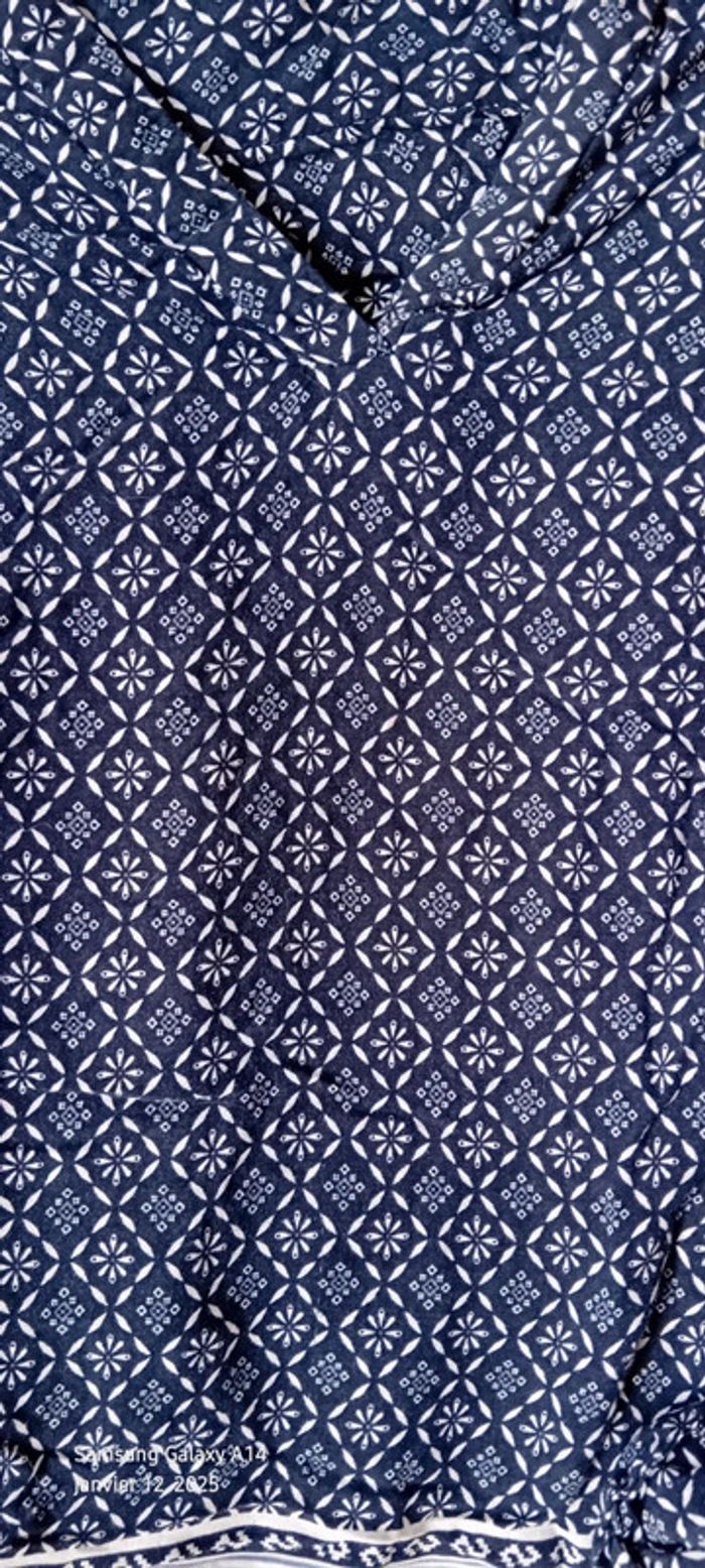 Tunique longue esprit bohème motif mosaïque bleu femme XL camaïeu - photo numéro 13