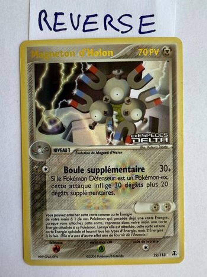Carte Pokémon Magnéton d’Holon reverse 22/113 Ex Espèces Delta FR Usée