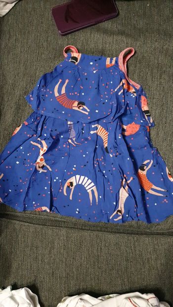 Robe bleu a bretelle motif baigneurs 18 mois catmini