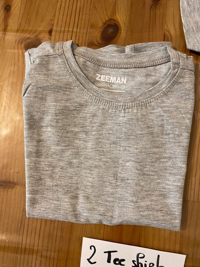 Lot de 2 tee shirt manches courtes, taille 92 (1an et demi et 2ans) gris chiné - photo numéro 3