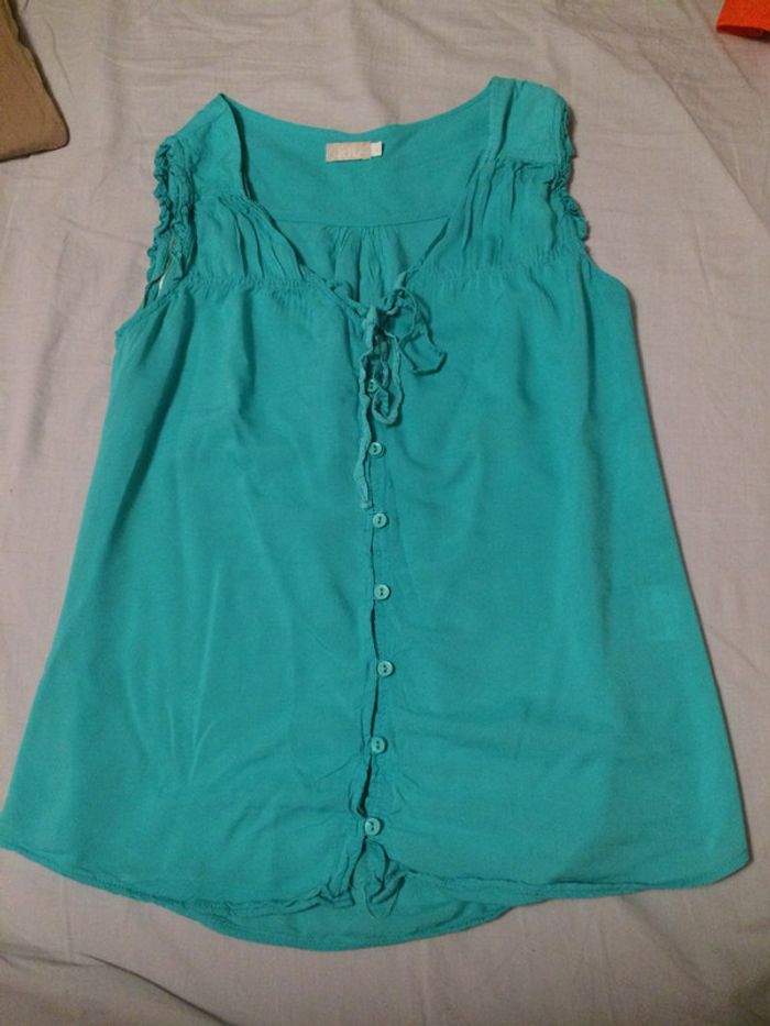 Top/haut/débardeur long turquoise/vert d eau Jacqueline Riu S/36