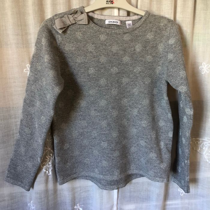 Pull gris paillettes 10 ans Okaidi