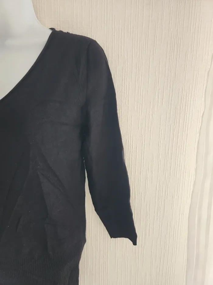 Pull mi saison Morgan S noir dos voile zébré manches 3/4 - photo numéro 5