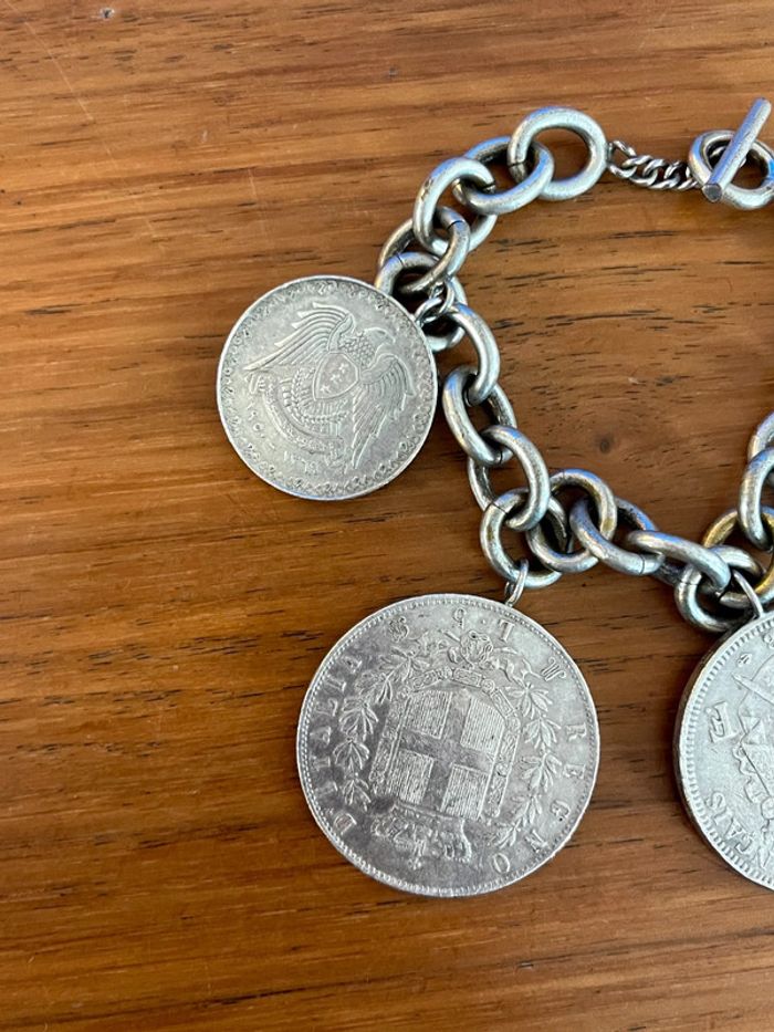 Bracelet avec pièces de collection tout en argent ancien - photo numéro 5