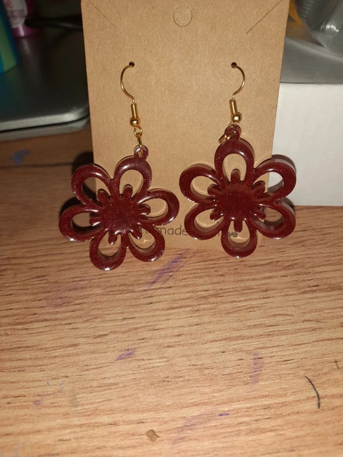 Boucles d'oreilles fleurs - photo numéro 2