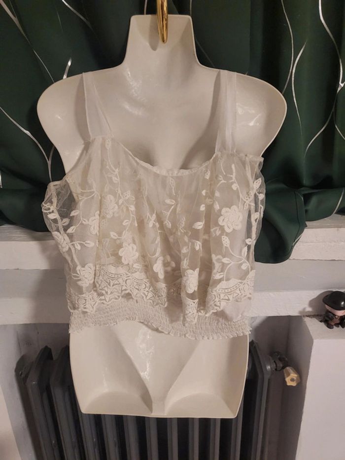 Top court blanc crème TU femme - photo numéro 2