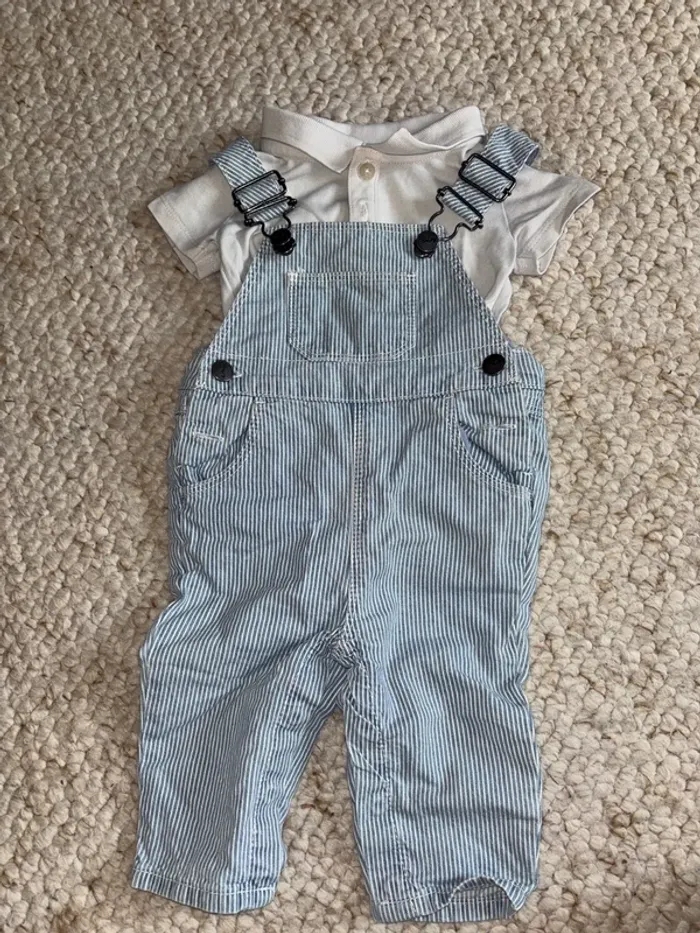 Ensemble salopette / polo GARÇON 6 mois - photo numéro 2