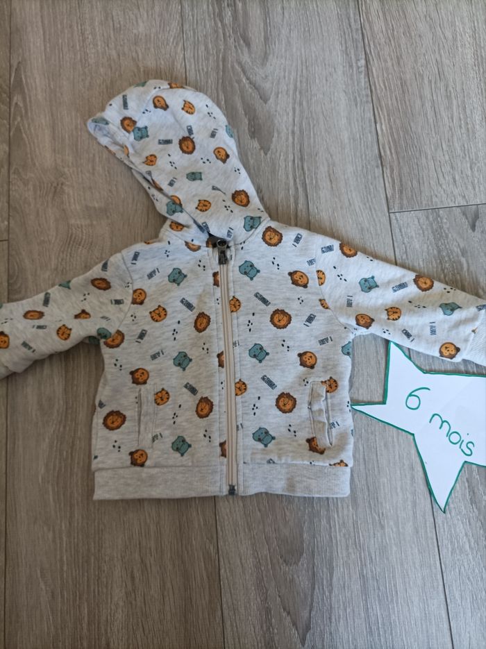 Veste à capuche 6 mois grise