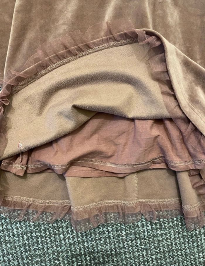 Robe mi-longue, marron rosé,doublée+ tulle - photo numéro 5