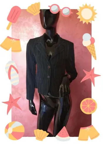 Veste blazer à rayures bleue turquoise