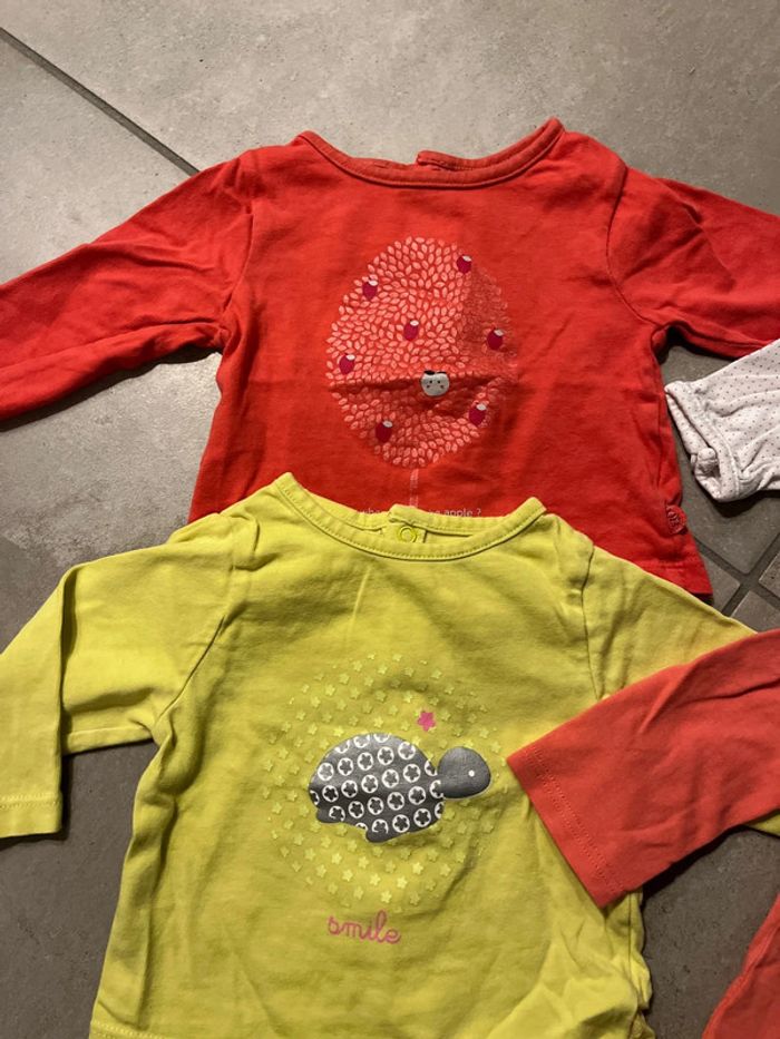 Lot tee-shirts manches longues fille 3 mois - photo numéro 2