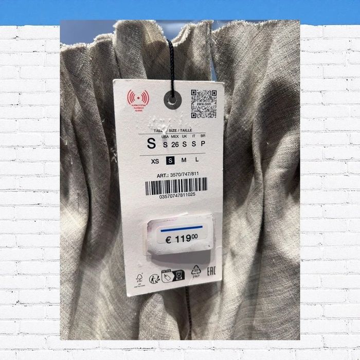 Zara vestido plisado con lino, robe plissée en lin. talla s - photo numéro 2