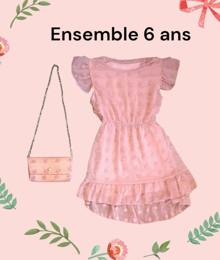 Magnifique ensemble robe et sac à main assortis 6 ans