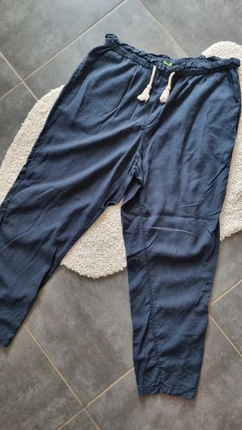 Pantalon bleu marine Kiabi XL 42 44 sympa fluide taille haute normale ceinture