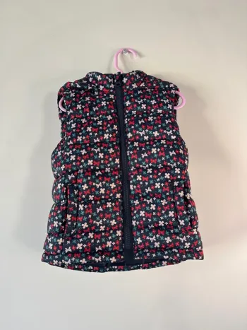 🧥 doudoune sans manche - fille - 3 ans - fleurs - papillons - très bon état