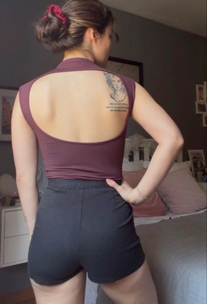 Short taille haute noir en coton - photo numéro 5