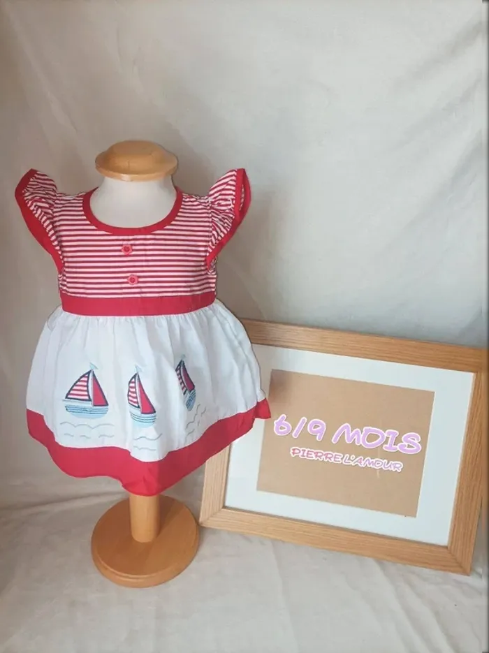 Jolie robe manches courtes Pierre l'Amour fille 6/9 mois