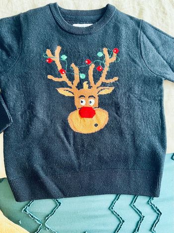 Pull Noël avec Renne au nez rouge - T4 ans