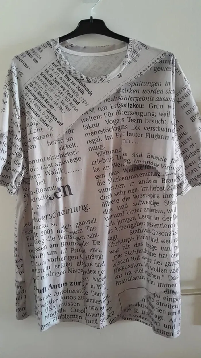 T-shirt homme ou femme, beige, imprimé journal, 3XL