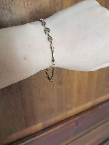 Bracelet gourmette vintage en acier perles batons