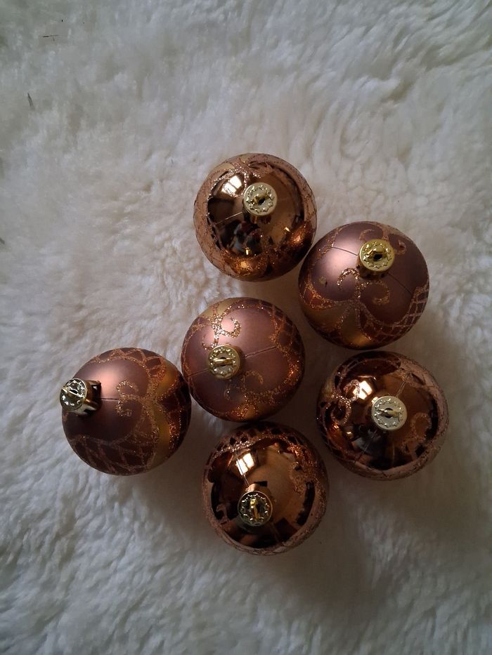 Lot de 6 boules de Noël 🎄 marron et doré - photo numéro 2
