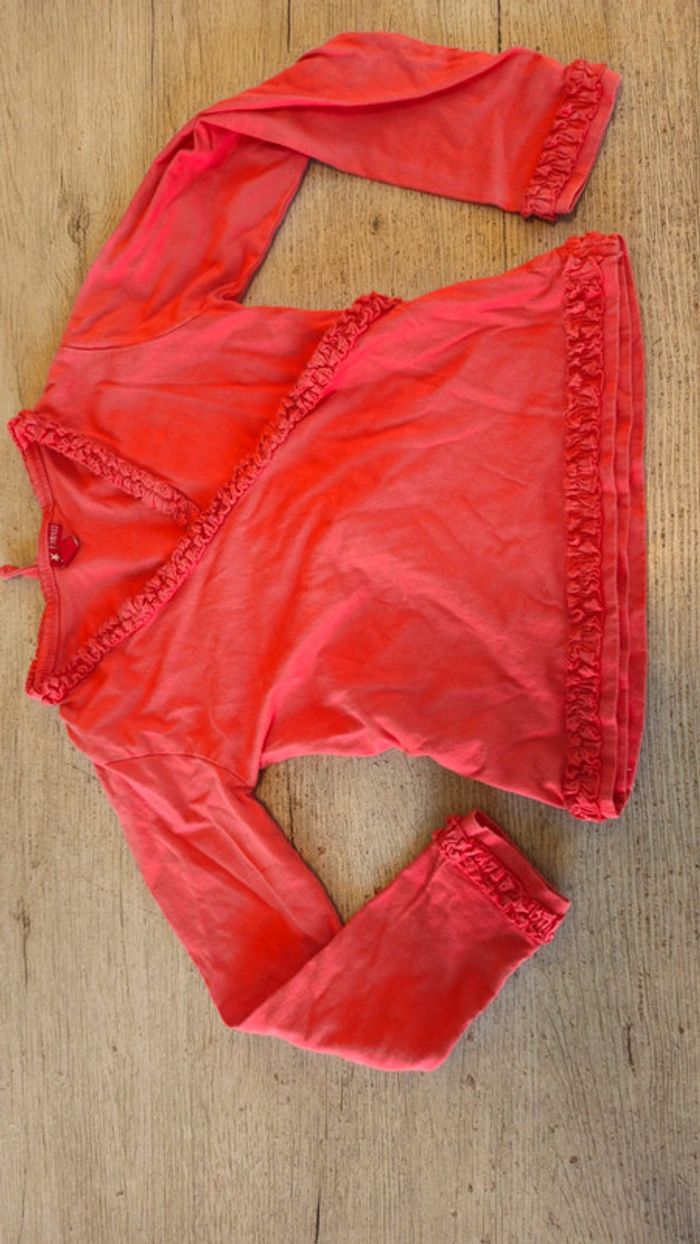 Pull léger à manches longues, cache coeur, corail, Girls, 5/6 ans - photo numéro 2