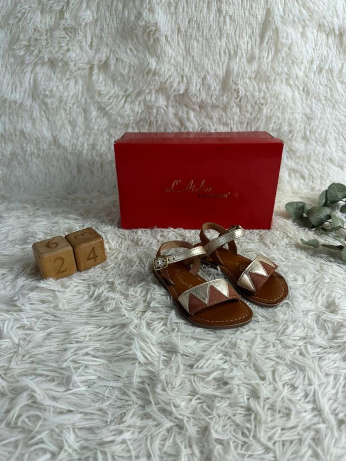 Paire de sandales marron et or taille 24 l’atelier tropezien