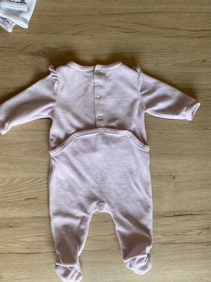 Pyjama rose clair velours hiver bébé fille 3 mois Gemo - photo numéro 4