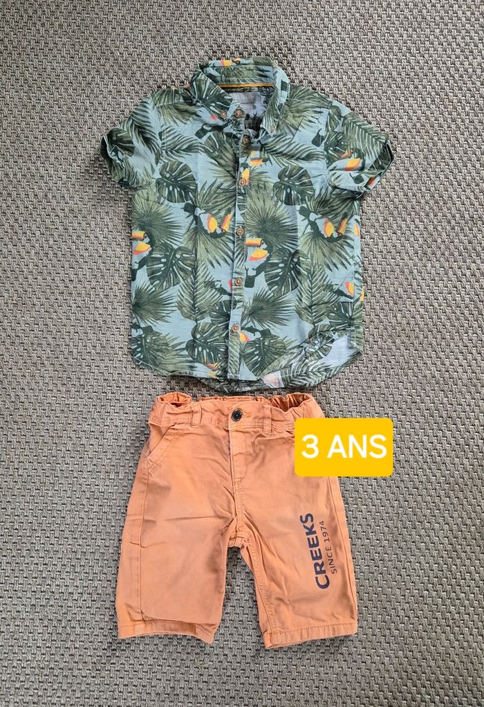 Ensemble chemisette et short "tropical" - 3 ans