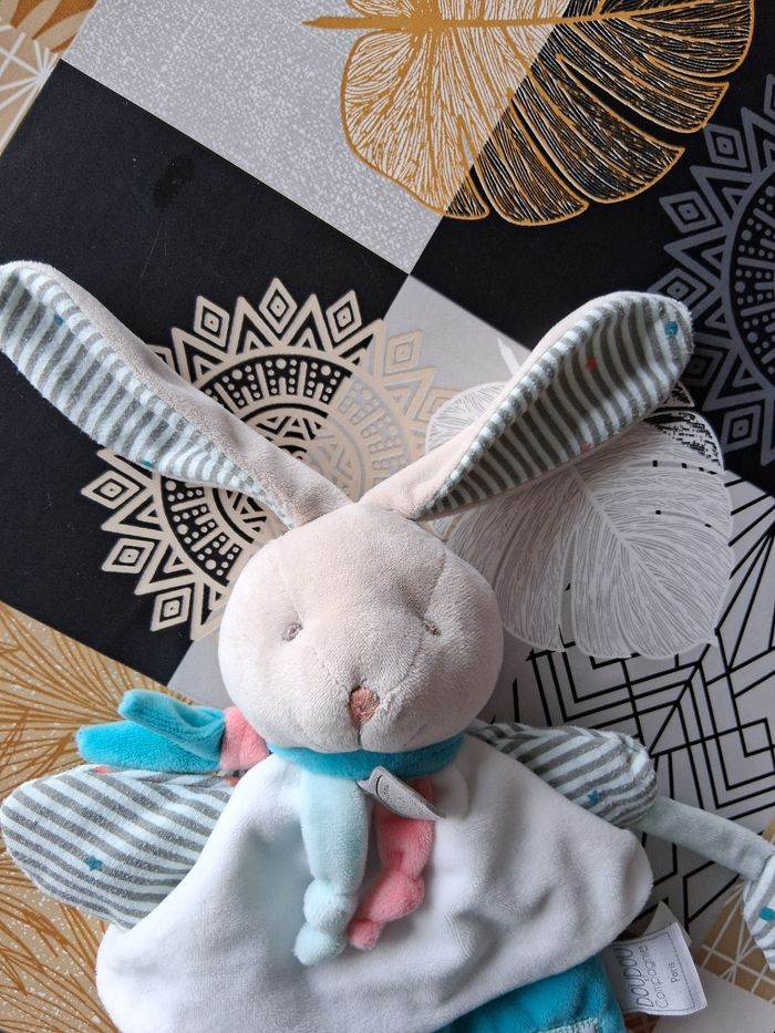 Doudou peluche marionnette lapin neuf - photo numéro 2