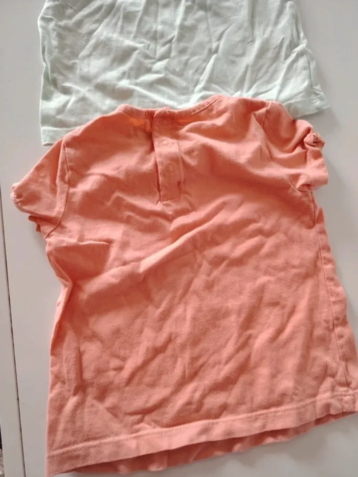 Lot de 2 deux t-shirt manches courtes avec petit nœud 9 mois - photo numéro 3