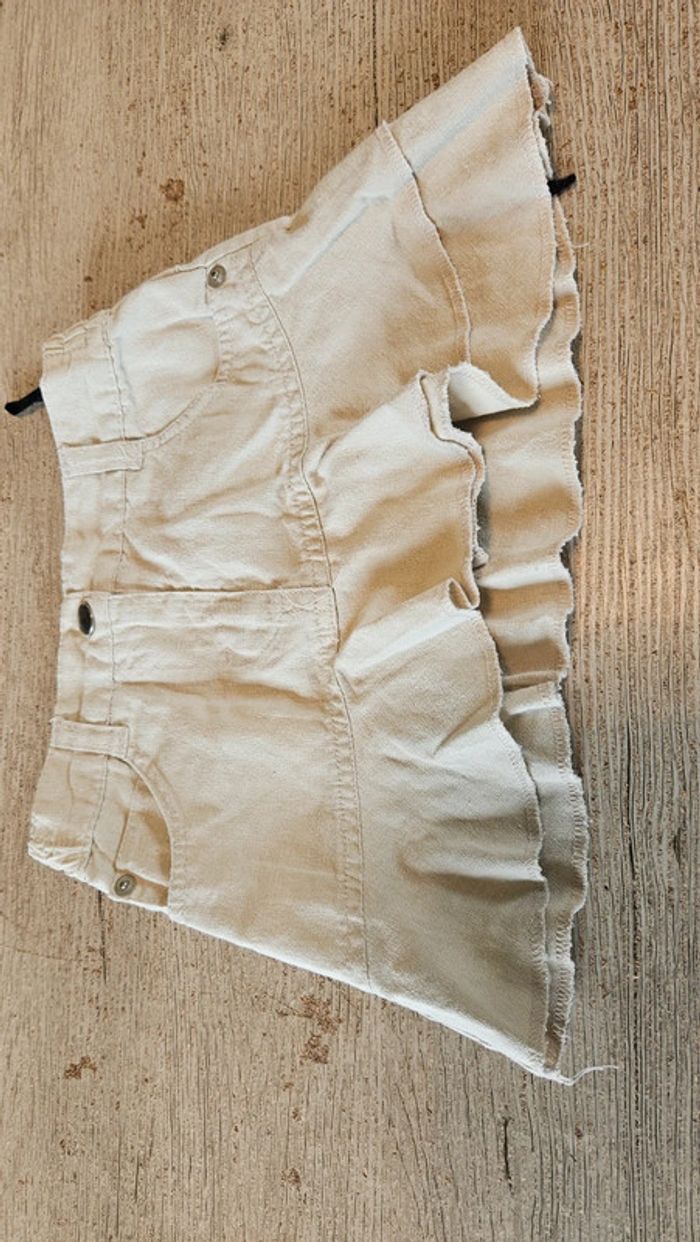 Jupe courte en lin et coton, beige, taille 2 ans, nickel - photo numéro 2