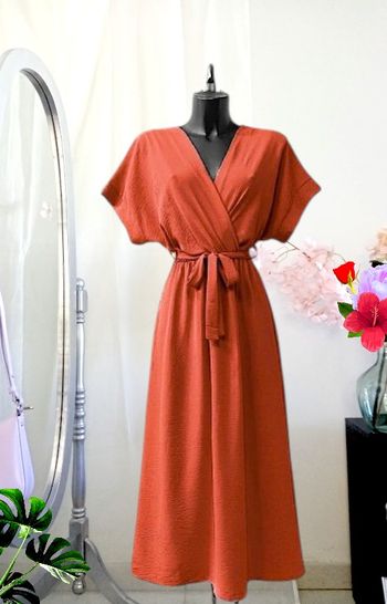 Robe longue terracotta avec ceinture