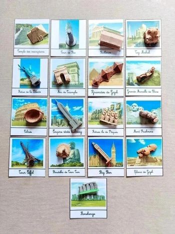 Cartes de nomenclature des 17 grands monuments du monde Montessori