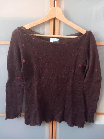 Pull Marron à Sequins Taille 40