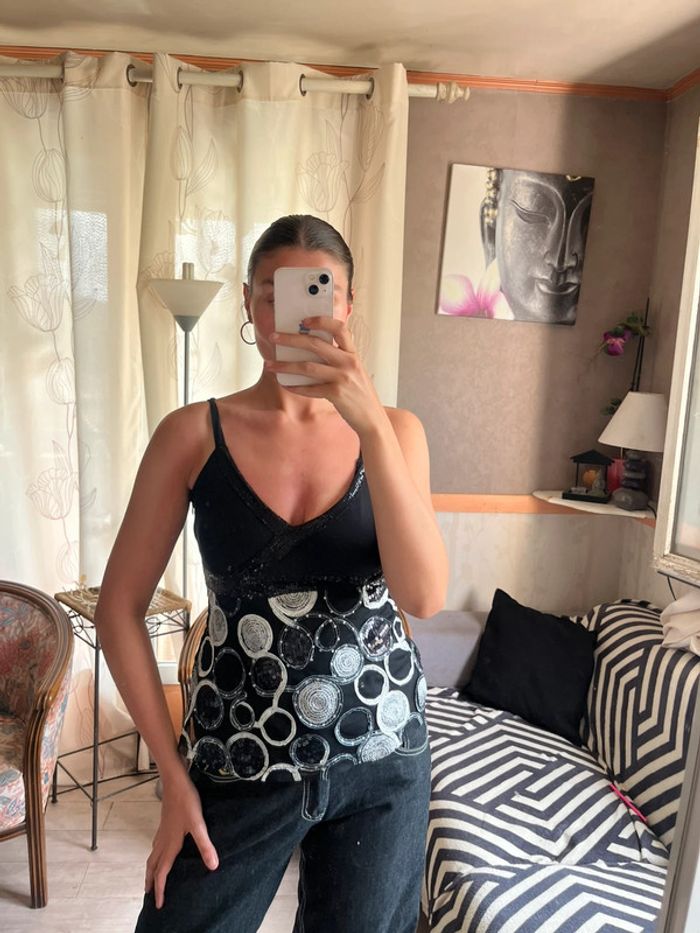 Débardeur à sequins Ibiza Summer vintage bohème champêtre y2k 2000yer - photo numéro 2